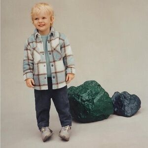 Zara Kids Plaid Jacket - Blue and Cream